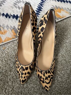 Ivanka Trump Leopard-Print  Mohair Pointed Toe Pumps - Tan & Black